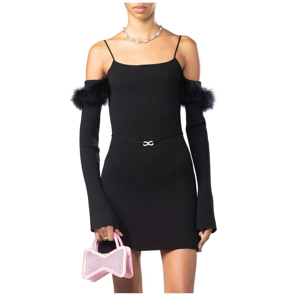 MACH & MACH Feather-Embellished Off-The-Shoulder Minidress size XL